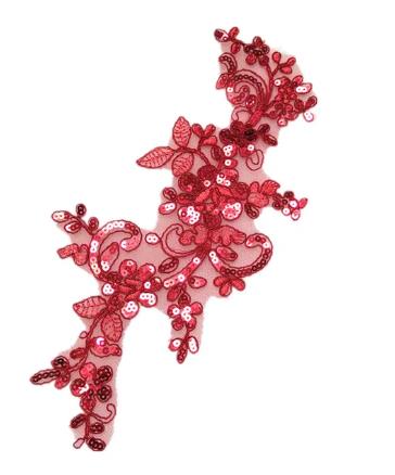 CHICKNIT   5pcs   28*13CM costume wedding fashion royalblue sequin embroidery lace flower applique clothes diy clothing accessories ZA83