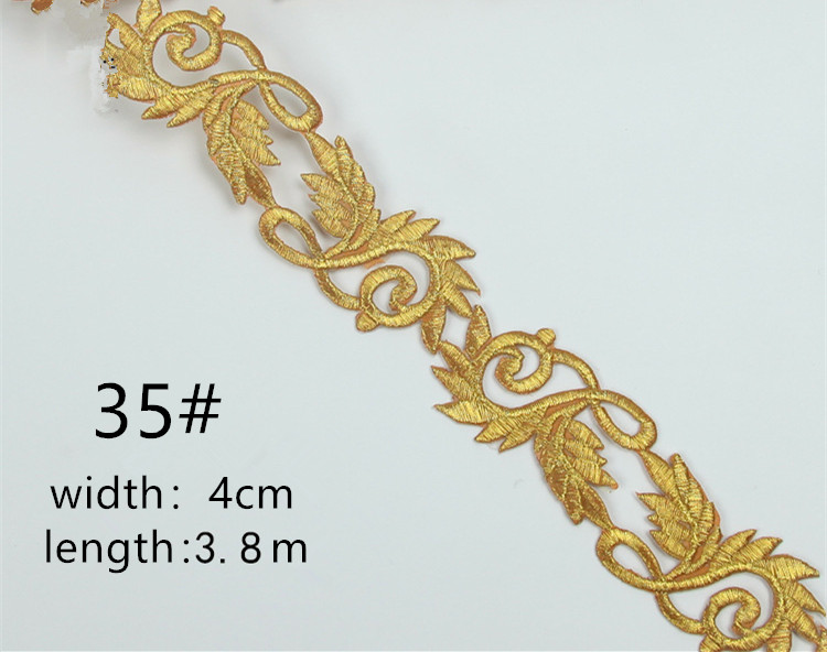 Embroidered lace with gold and silver ancient costume patterns diy ethnic garment costume dress embellished textile iron-on lace trims CB02