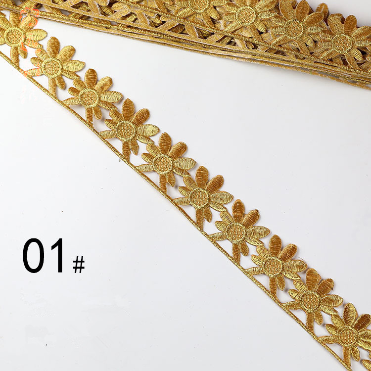 Embroidered lace with gold and silver ancient costume patterns diy ethnic garment costume dress embellished textile iron-on lace trims CB02