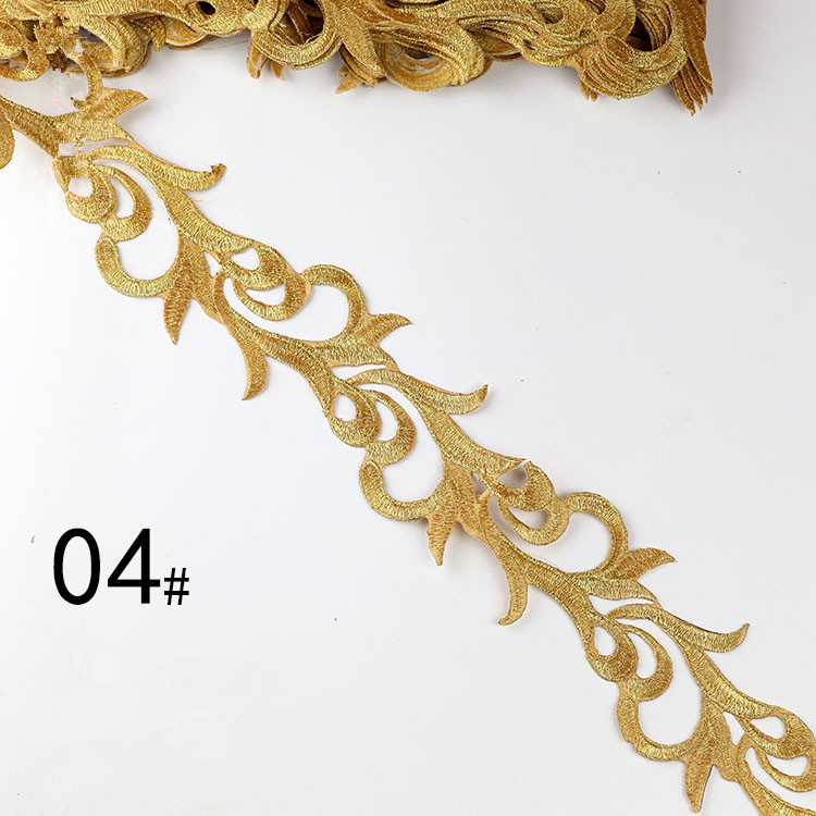 Embroidered lace with gold and silver ancient costume patterns diy ethnic garment costume dress embellished textile iron-on lace trims CB02