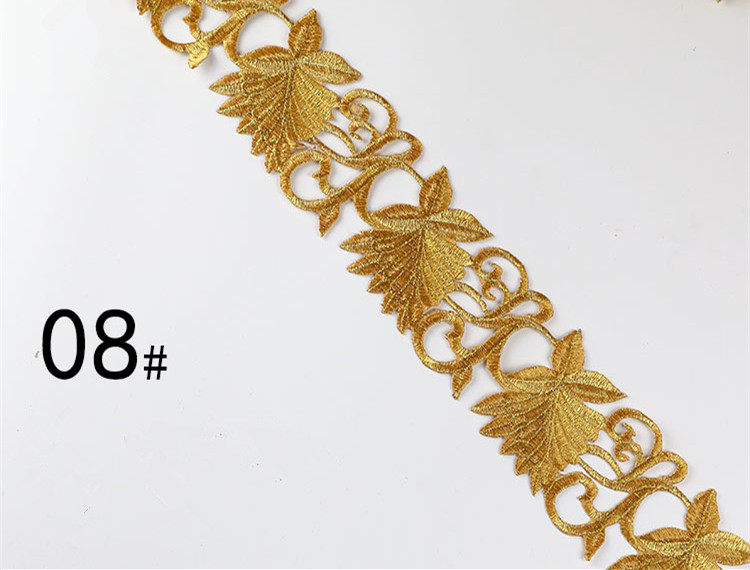 Embroidered lace with gold and silver ancient costume patterns diy ethnic garment costume dress embellished textile iron-on lace trims CB02