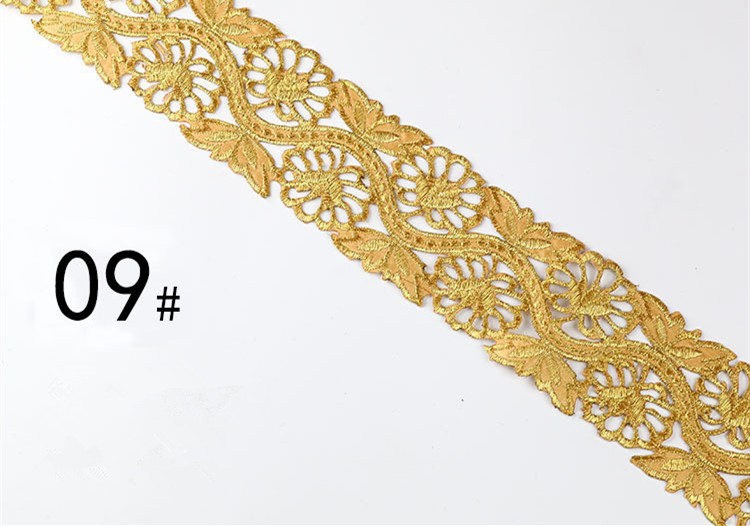 Embroidered lace with gold and silver ancient costume patterns diy ethnic garment costume dress embellished textile iron-on lace trims CB02