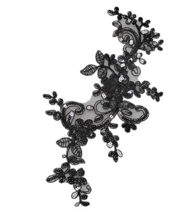 CHICKNIT   5pcs   28*13CM costume wedding fashion royalblue sequin embroidery lace flower applique clothes diy clothing accessories ZA83