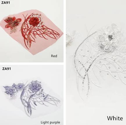 zsbszc 5 pcs three-dimensional embroidery patches sequins beads lace handmade applique clothing decorative accessories ZA91