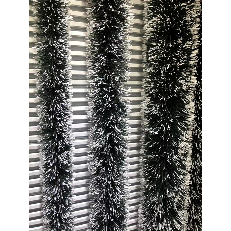 2m Dense Dark Green Color White Edge Garlands Christmas Snowflake Fur Stripe Green Tinsel Garlands CT3