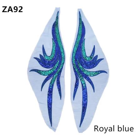 zsbszc new 1 pair Double-color sequin embroidery patches phoenix tail sew on stage performance dress decoration accessories ZA92