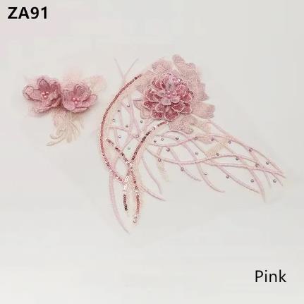 zsbszc 5 pcs three-dimensional embroidery patches sequins beads lace handmade applique clothing decorative accessories ZA91
