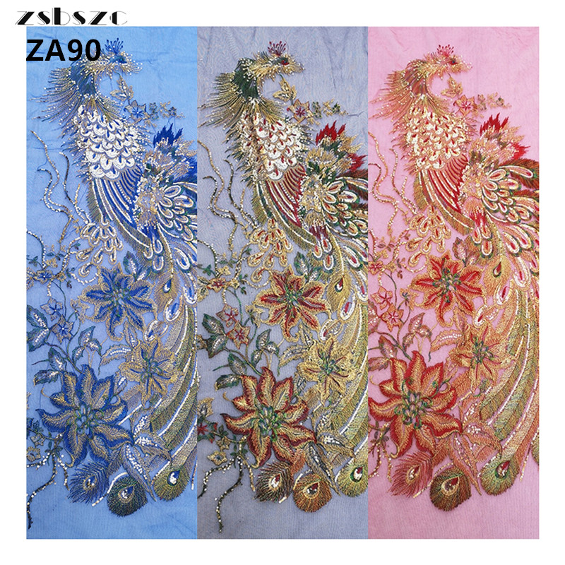 1 pcs large mesh sequins Phoenix embroidered cloth stickers National performance clothing DIY decorative accessories patch ZA90
