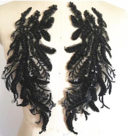 CHICKNIT 1 pair popular fashion Sequin bead Embroidery DIY patch Beaded Lace Appliquéd Wedding Dress Accessories ZA87