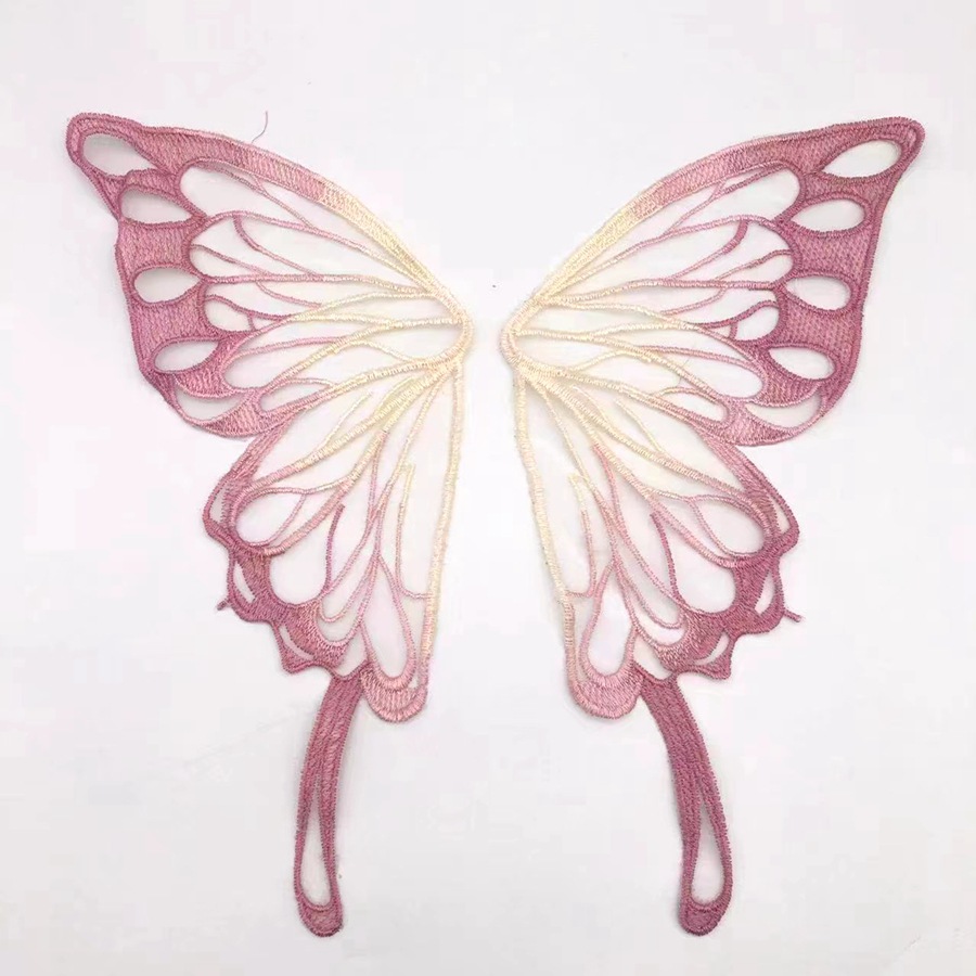 Butterfly pattern back collar applique lace mesh bottom embroidery breast flower fluttering embroidery lace appliques CA078