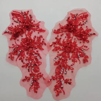 zsbszc 1Pair 3D Sequin Embroidery Flower Mesh Patch Wedding Dress Children's Clothing DIY Lace Accessories ZA96