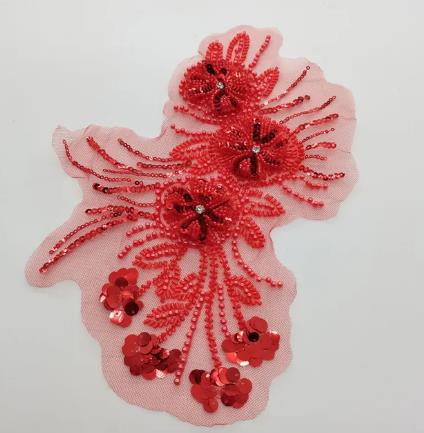 zsbszc 1pcs White Black 3D Beaded Embroidery Sequins Flower Clothing Accessories Handmade DIY Bride Headwear Wedding Dress ZA95