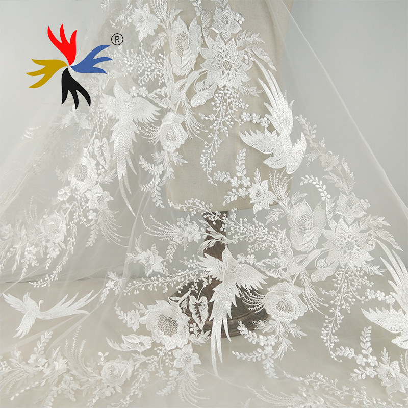 New Collection Bridal Embroidery Chantilly Lace Fabric MF25