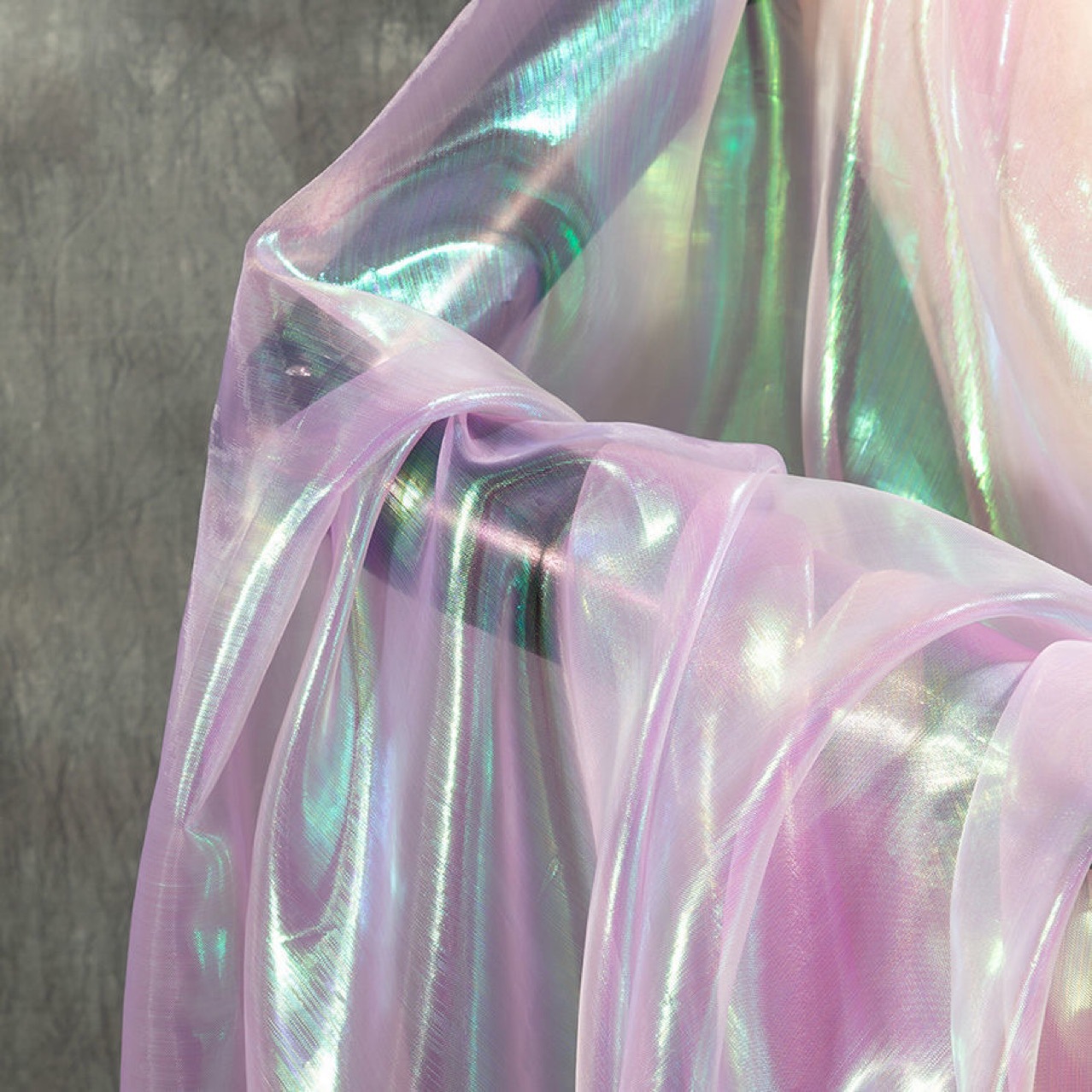 Laser Gradient Muti-color Organza Mesh Designer Fabric Knitted Soft Nylon Tulle for American Bridal Wedding Decoration MF93