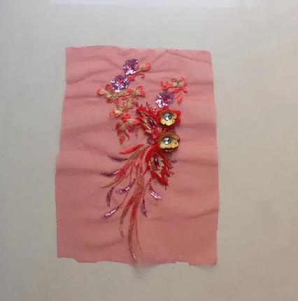 2pcs 40*20cm tulle sequin embroidered patch flannel 3D flowers rhinestones sew stage clothing decoration dress accessories ZA102