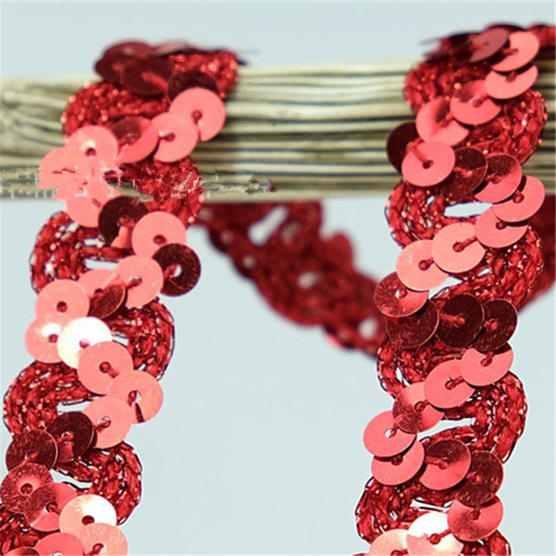Factory wholesale Solid color 1.5CM wavy S-shaped sequin strips and beads with lace webbing garment accessories  ZB076