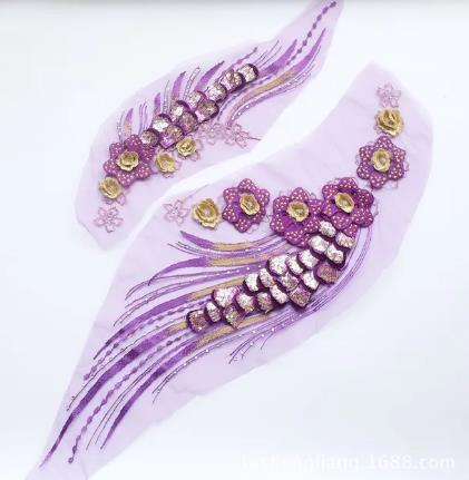 zsbszc 60*20cm 37*13cm multi-color mesh embroidery flower sequins 3D floral patch stage clothing design accessories ZA100