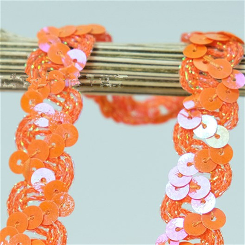 Factory wholesale Solid color 1.5CM wavy S-shaped sequin strips and beads with lace webbing garment accessories  ZB076