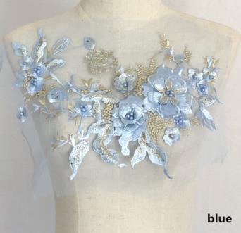 Three-dimensional flower beading and hot diamond mesh embroidery fabric lace children's dress patch clothing decoration accessories  CC101