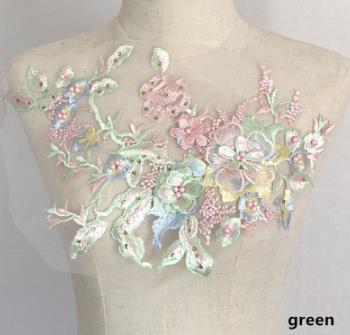 Three-dimensional flower beading and hot diamond mesh embroidery fabric lace children's dress patch clothing decoration accessories  CC101