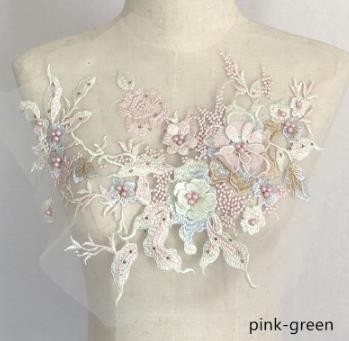 Three-dimensional flower beading and hot diamond mesh embroidery fabric lace children's dress patch clothing decoration accessories  CC101