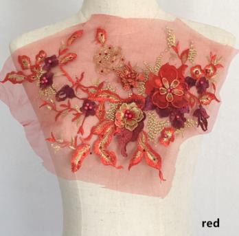 Three-dimensional flower beading and hot diamond mesh embroidery fabric lace children's dress patch clothing decoration accessories  CC101