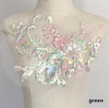 Three-dimensional flower beading and hot diamond mesh embroidery fabric lace children's dress patch clothing decoration accessories  CC101