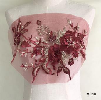 Three-dimensional flower beading and hot diamond mesh embroidery fabric lace children's dress patch clothing decoration accessories  CC101