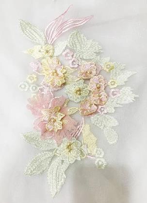 3PCS 32*20CM lace embroidery patches 3D sequin and diamond breast flowers wedding dress children's costume DIY accessories ZA109