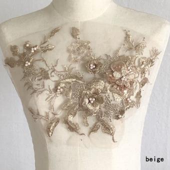 Three-dimensional flower beading and hot diamond mesh embroidery fabric lace children's dress patch clothing decoration accessories  CC101