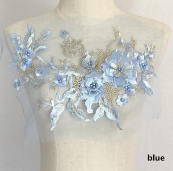 Three-dimensional flower beading and hot diamond mesh embroidery fabric lace children's dress patch clothing decoration accessories  CC101