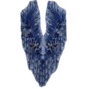 Heavy mesh embroidery handmade beading hot diamond cloth patch flower lace wedding dress patch clothes decoration accessories  CC100