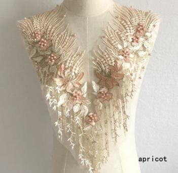 Heavy mesh embroidery handmade beading hot diamond cloth patch flower lace wedding dress patch clothes decoration accessories  CC100