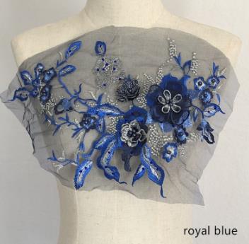 Three-dimensional flower beading and hot diamond mesh embroidery fabric lace children's dress patch clothing decoration accessories  CC101