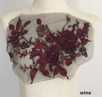 Three-dimensional flower beading and hot diamond mesh embroidery fabric lace children's dress patch clothing decoration accessories  CC101