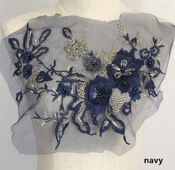 Three-dimensional flower beading and hot diamond mesh embroidery fabric lace children's dress patch clothing decoration accessories  CC101