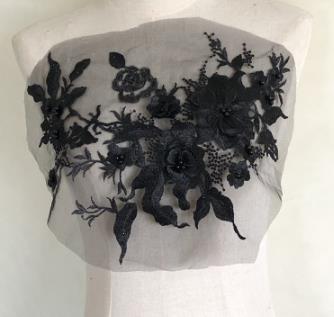 Three-dimensional flower beading and hot diamond mesh embroidery fabric lace children's dress patch clothing decoration accessories  CC101