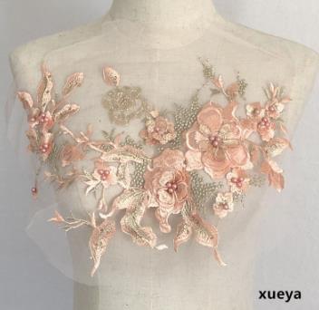 Three-dimensional flower beading and hot diamond mesh embroidery fabric lace children's dress patch clothing decoration accessories  CC101