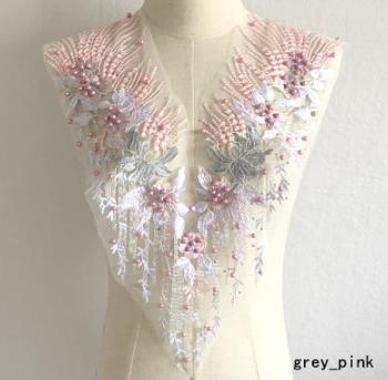 Heavy mesh embroidery handmade beading hot diamond cloth patch flower lace wedding dress patch clothes decoration accessories  CC100