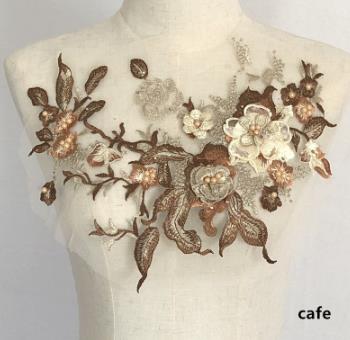 Three-dimensional flower beading and hot diamond mesh embroidery fabric lace children's dress patch clothing decoration accessories  CC101