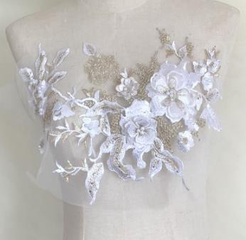 Three-dimensional flower beading and hot diamond mesh embroidery fabric lace children's dress patch clothing decoration accessories  CC101