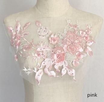 Three-dimensional flower beading and hot diamond mesh embroidery fabric lace children's dress patch clothing decoration accessories  CC101