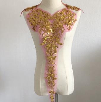 High-end gold sequin mesh embroidery cloth patch clothes skirt decoration large patch accessories set of 3 flowers handmade DIY CC104