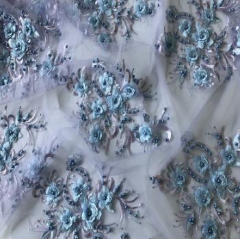 Three-dimensional flower mesh embroidery patch nail bead diamond lace wedding dress patch clothes decoration accessories wine red  CC103