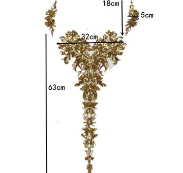 High-end gold sequin mesh embroidery cloth patch clothes skirt decoration large patch accessories set of 3 flowers handmade DIY CC104