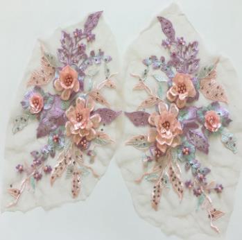 Colorful three-dimensional flowers beaded diamond mesh embroidery lace cloth patch dress dress decoration accessories DIY  CC102
