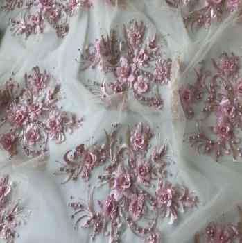 Three-dimensional flower mesh embroidery patch nail bead diamond lace wedding dress patch clothes decoration accessories wine red  CC103