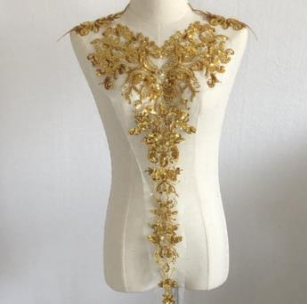 High-end gold sequin mesh embroidery cloth patch clothes skirt decoration large patch accessories set of 3 flowers handmade DIY CC104