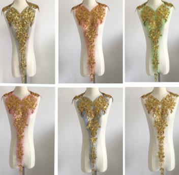 High-end gold sequin mesh embroidery cloth patch clothes skirt decoration large patch accessories set of 3 flowers handmade DIY CC104