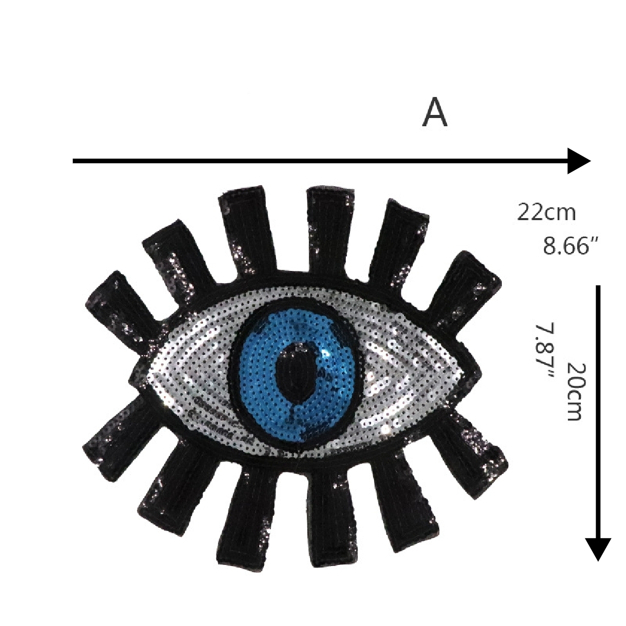 2PCS 22*20CM three colors sequin embroidery patches eyes T-shirt clothing decoration repair decals with back glue DIY ZA111